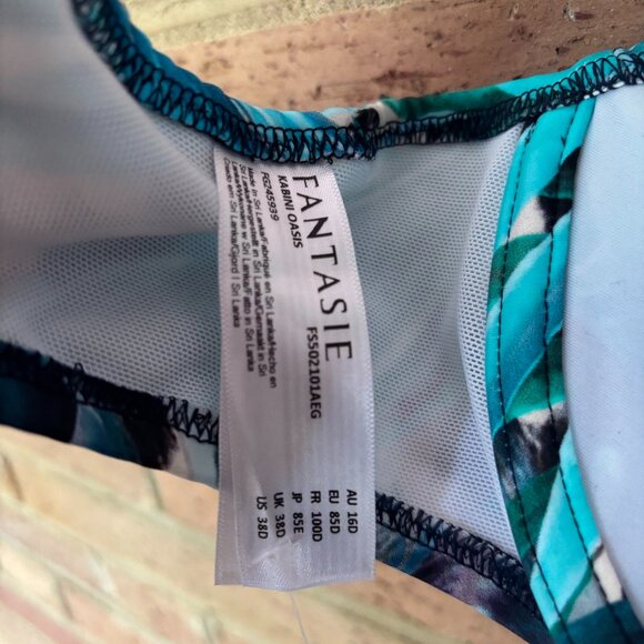 New Fantasie Kabini Oasis Underwire Gathered Full Cup Bikini Top Size 38D Blue - Picture 3 of 4